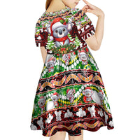 Koala Christmas Kid Short Sleeve Dress Australia Aboriginal Cute Santa Koalas - Wonder Print Shop