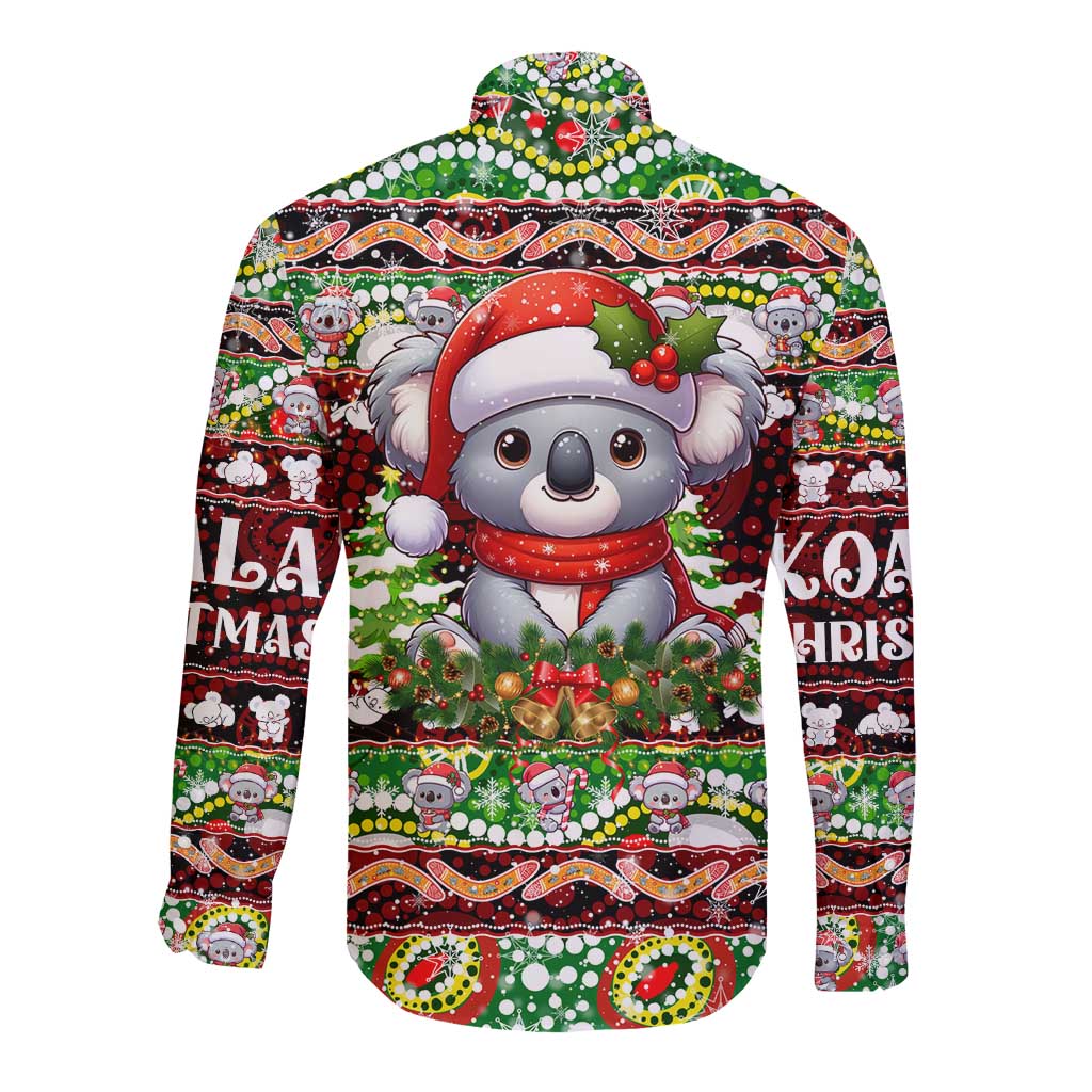 Koala Christmas Long Sleeve Button Shirt Australia Aboriginal Cute Santa Koalas - Wonder Print Shop
