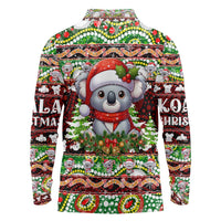 Koala Christmas Long Sleeve Polo Shirt Australia Aboriginal Cute Santa Koalas - Wonder Print Shop