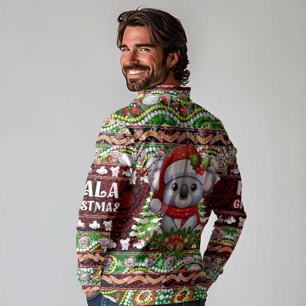 Koala Christmas Long Sleeve Polo Shirt Australia Aboriginal Cute Santa Koalas - Wonder Print Shop