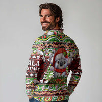 Koala Christmas Long Sleeve Polo Shirt Australia Aboriginal Cute Santa Koalas - Wonder Print Shop