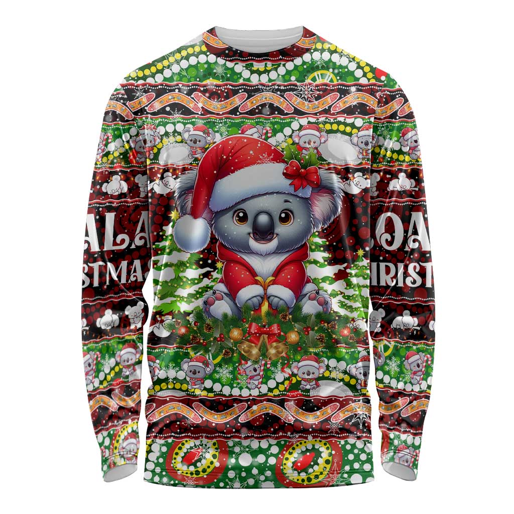 Koala Christmas Long Sleeve Shirt Australia Aboriginal Cute Santa Koalas - Wonder Print Shop