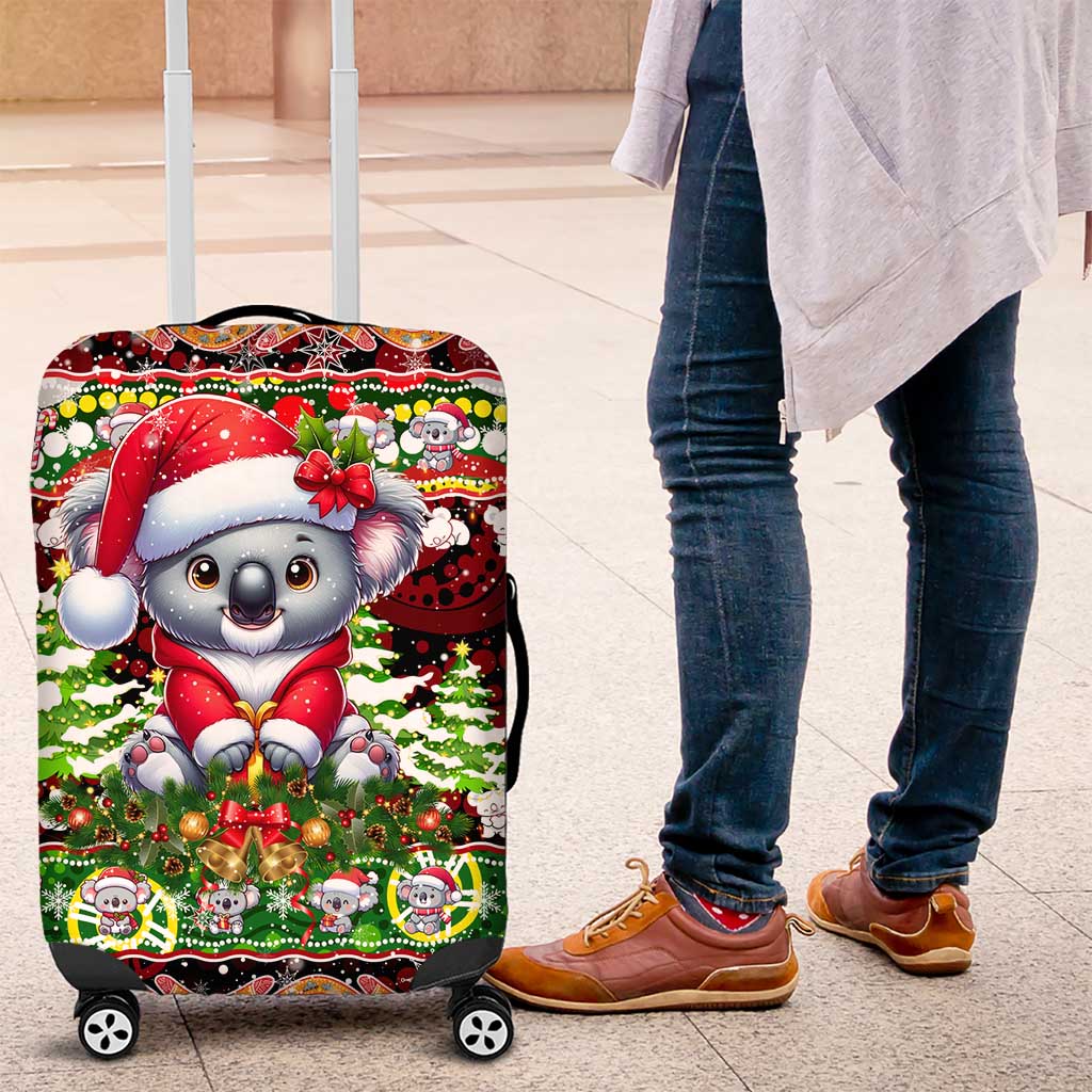 Koala Christmas Luggage Cover Australia Aboriginal Cute Santa Koalas - Wonder Print Shop