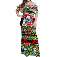 Koala Christmas Off Shoulder Maxi Dress Australia Aboriginal Cute Santa Koalas - Wonder Print Shop