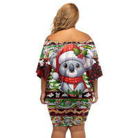Koala Christmas Off Shoulder Short Dress Australia Aboriginal Cute Santa Koalas - Wonder Print Shop