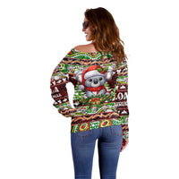 Koala Christmas Off Shoulder Sweater Australia Aboriginal Cute Santa Koalas - Wonder Print Shop