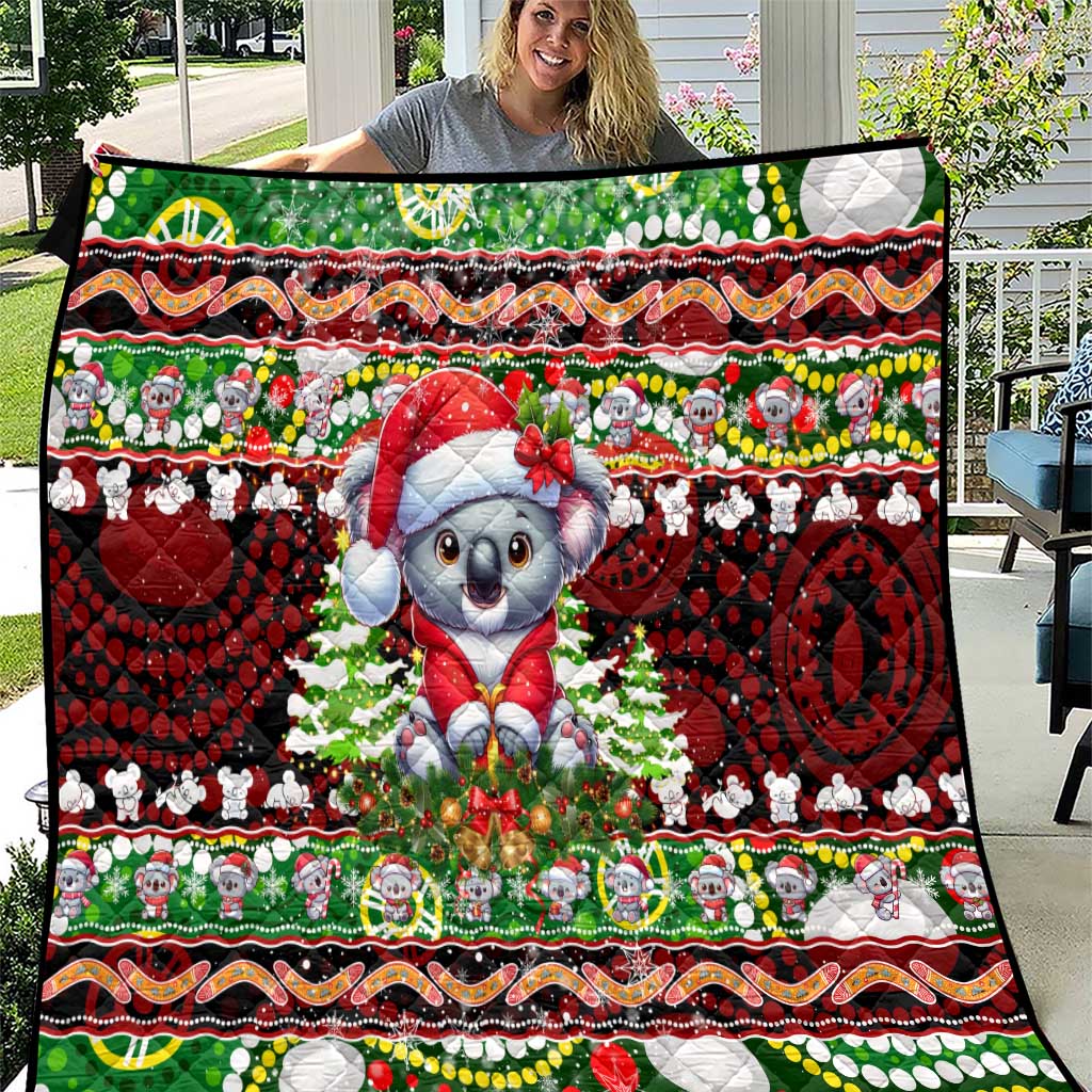 Koala Christmas Quilt Australia Aboriginal Cute Santa Koalas - Wonder Print Shop