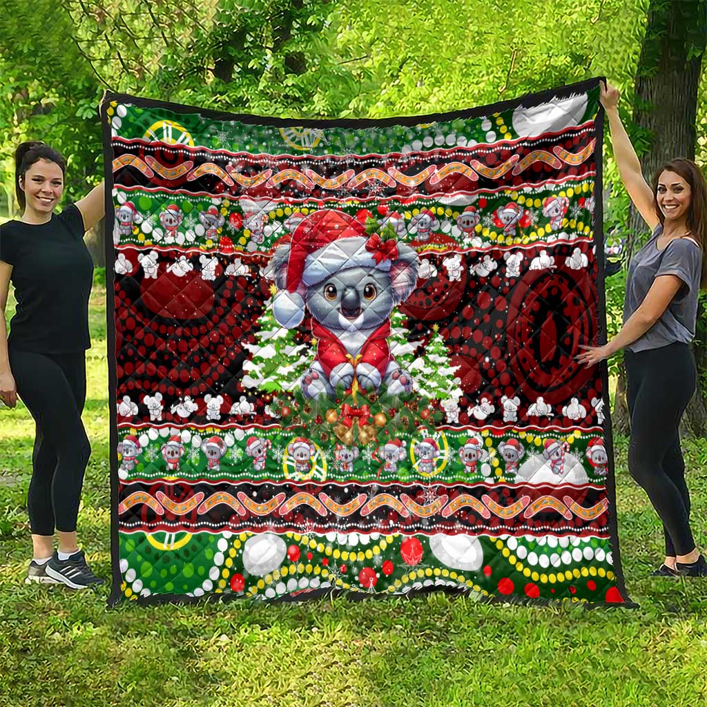 Koala Christmas Quilt Australia Aboriginal Cute Santa Koalas - Wonder Print Shop