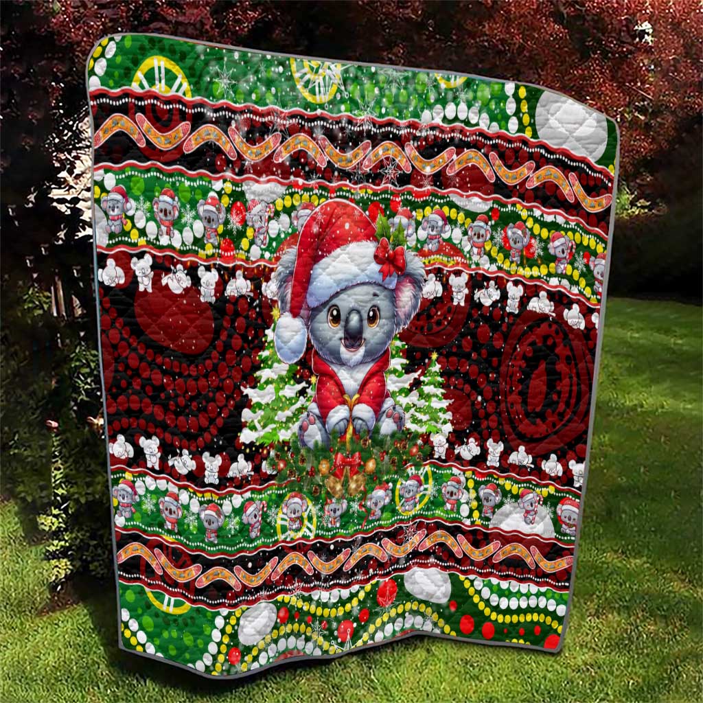 Koala Christmas Quilt Australia Aboriginal Cute Santa Koalas - Wonder Print Shop