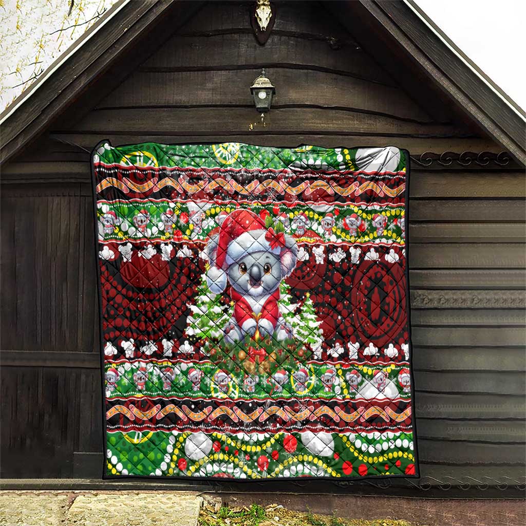 Koala Christmas Quilt Australia Aboriginal Cute Santa Koalas - Wonder Print Shop