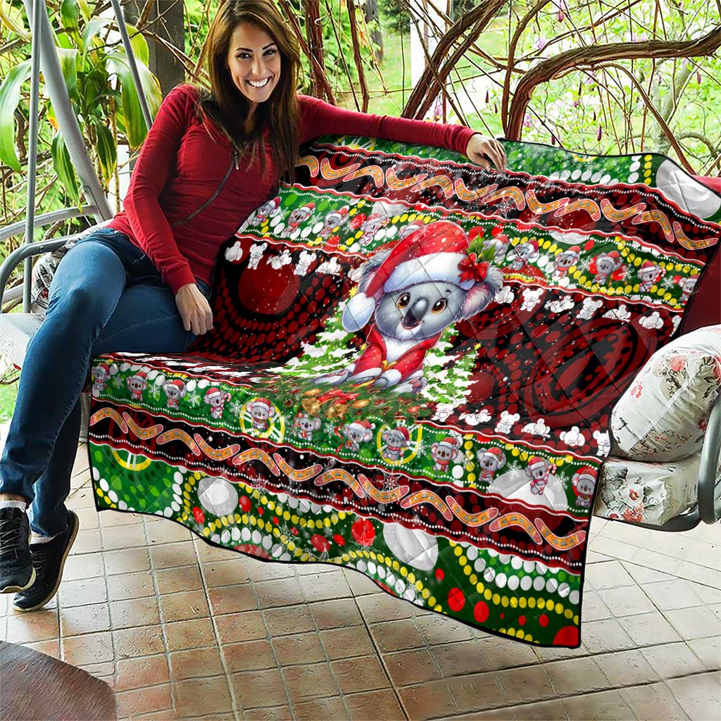 Koala Christmas Quilt Australia Aboriginal Cute Santa Koalas - Wonder Print Shop