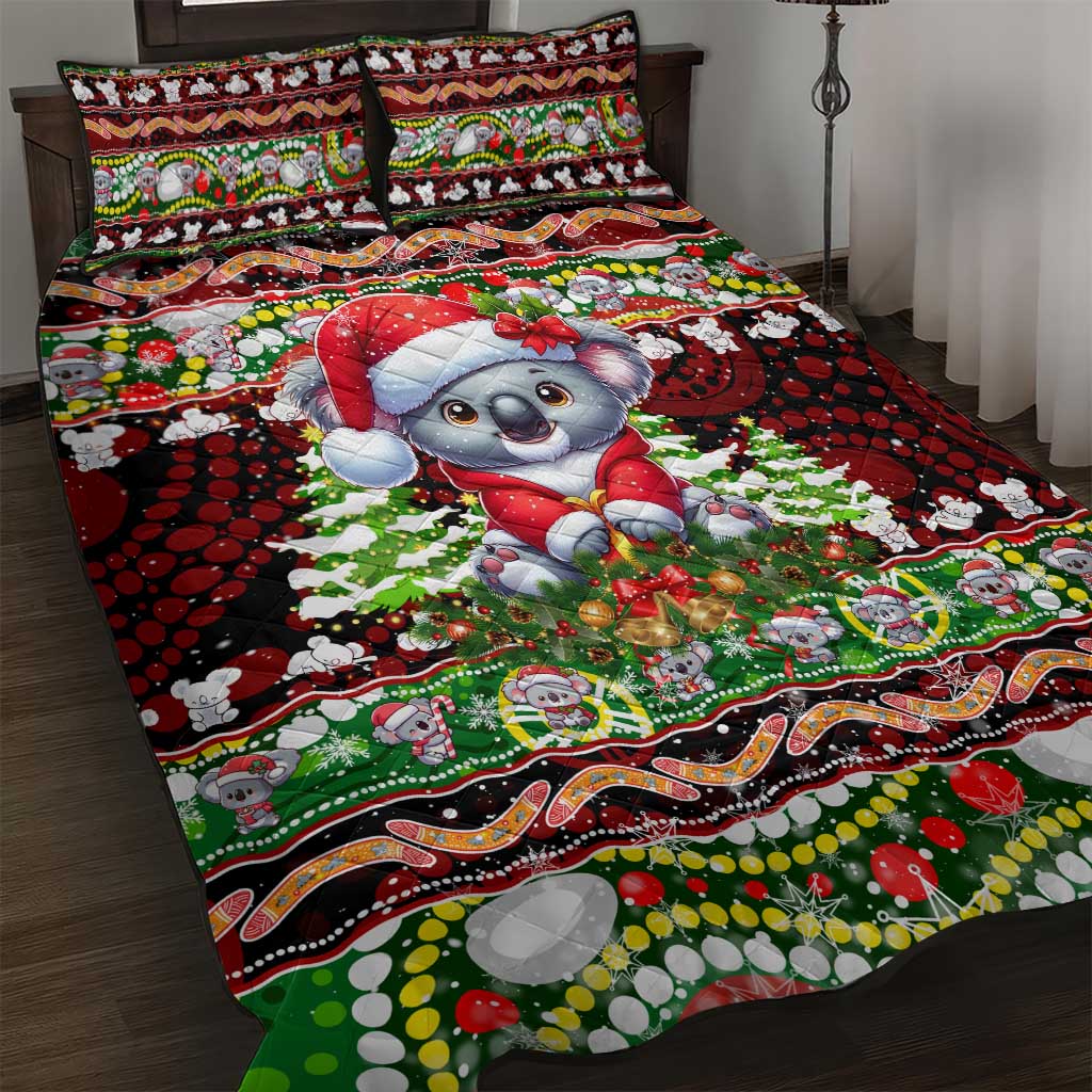 Koala Christmas Quilt Bed Set Australia Aboriginal Cute Santa Koalas - Wonder Print Shop