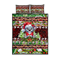 Koala Christmas Quilt Bed Set Australia Aboriginal Cute Santa Koalas - Wonder Print Shop