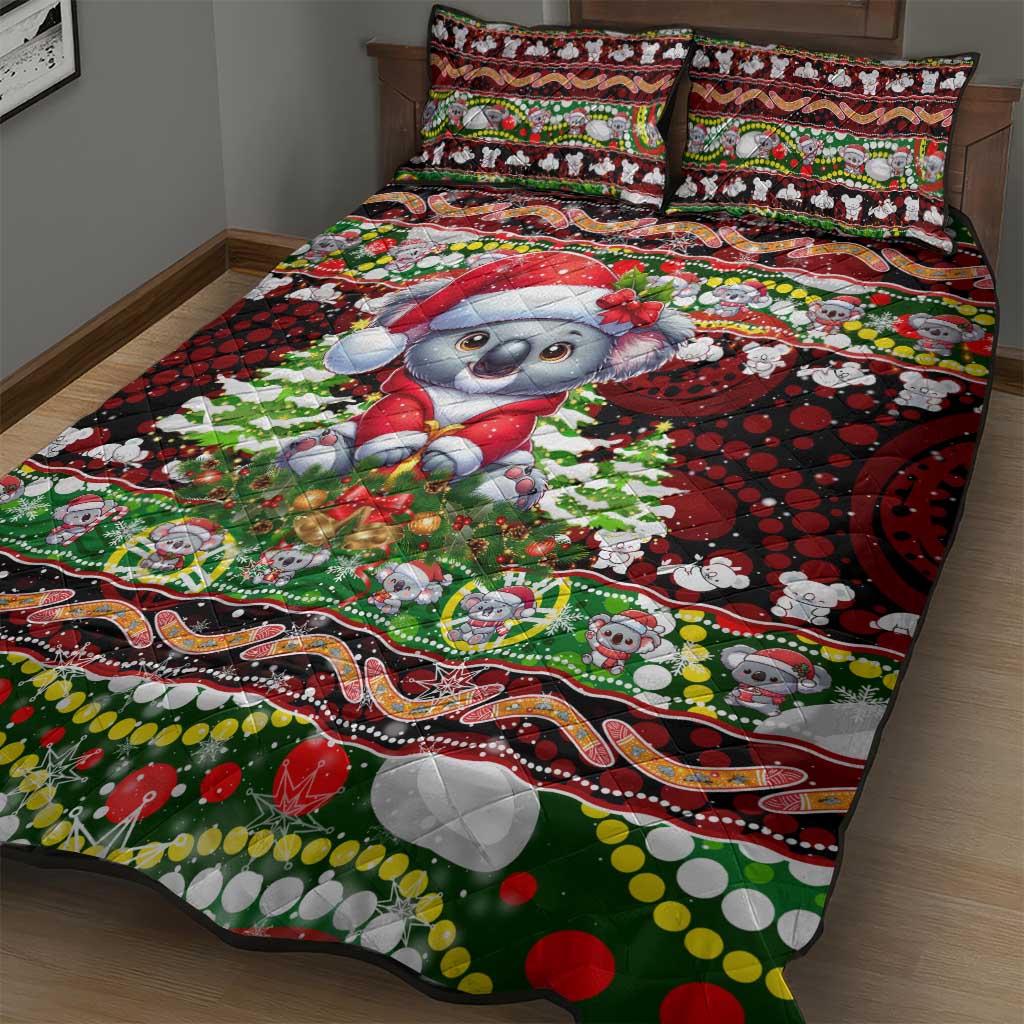 Koala Christmas Quilt Bed Set Australia Aboriginal Cute Santa Koalas - Wonder Print Shop