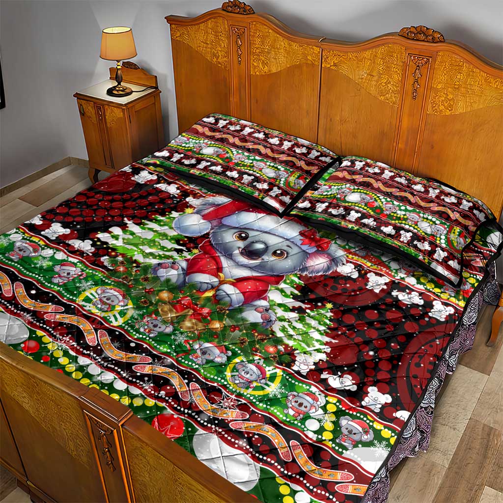 Koala Christmas Quilt Bed Set Australia Aboriginal Cute Santa Koalas - Wonder Print Shop