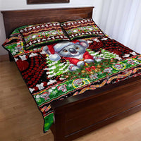 Koala Christmas Quilt Bed Set Australia Aboriginal Cute Santa Koalas - Wonder Print Shop