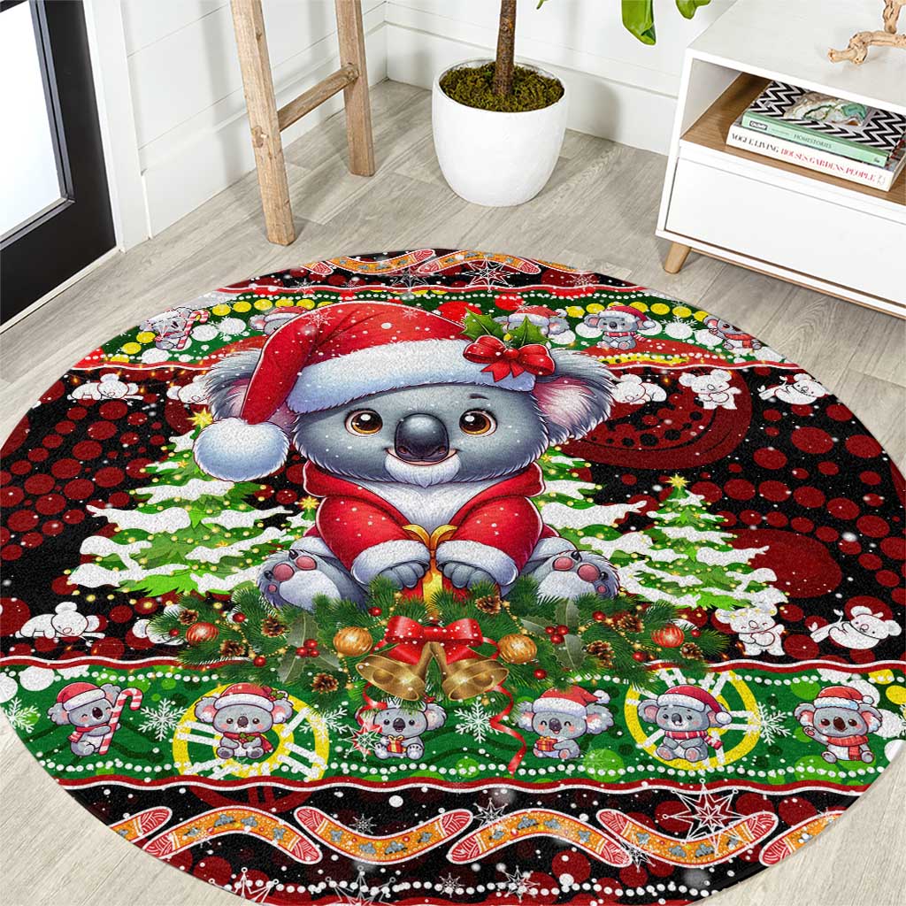 Koala Christmas Round Carpet Australia Aboriginal Cute Santa Koalas - Wonder Print Shop