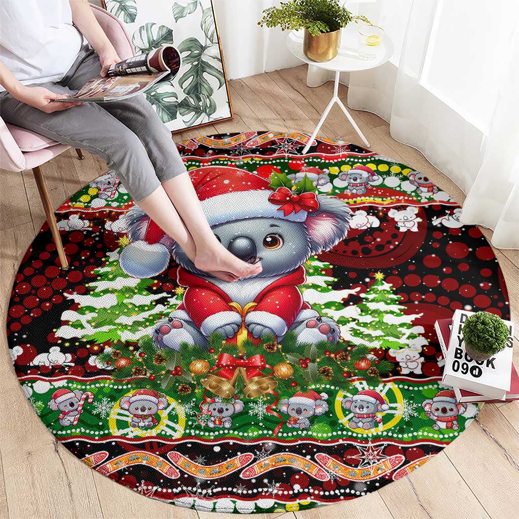 Koala Christmas Round Carpet Australia Aboriginal Cute Santa Koalas - Wonder Print Shop