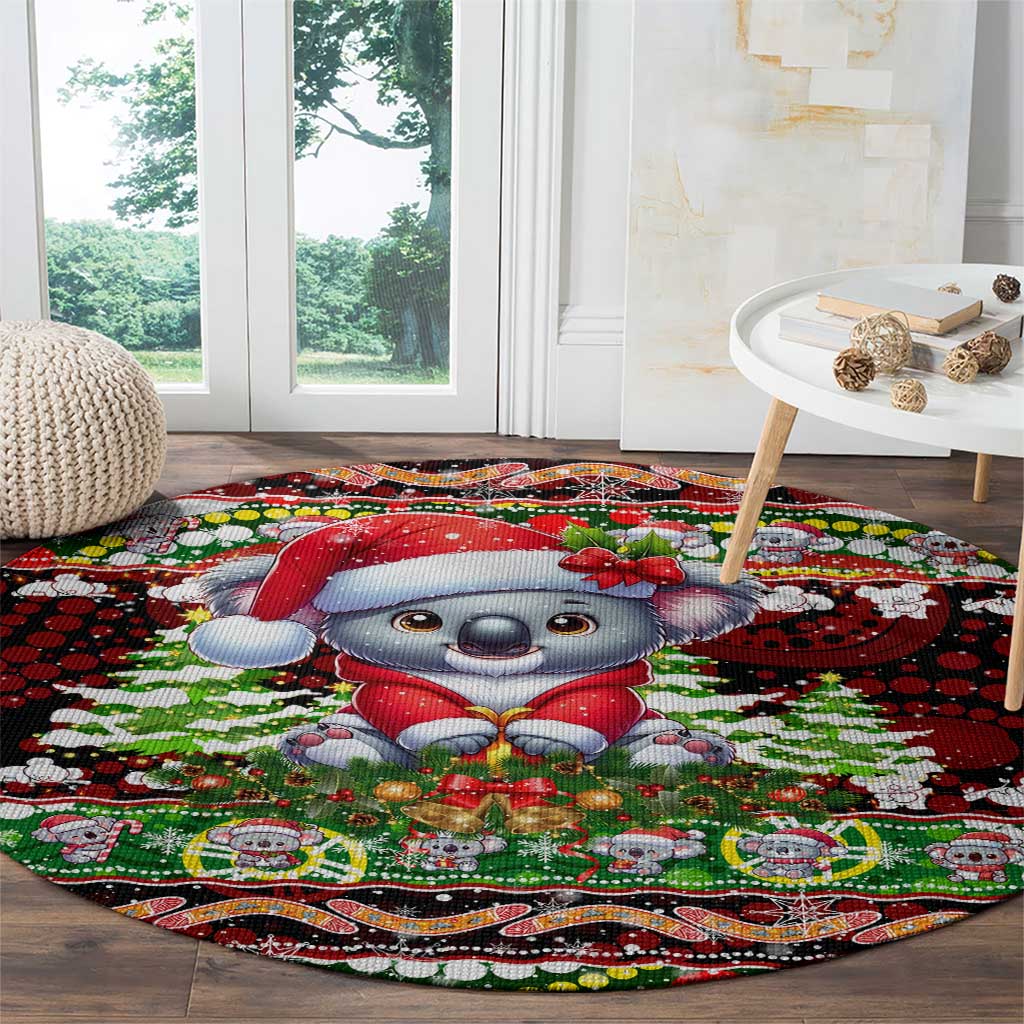 Koala Christmas Round Carpet Australia Aboriginal Cute Santa Koalas - Wonder Print Shop