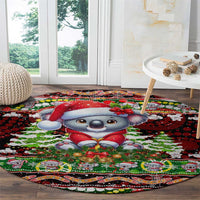 Koala Christmas Round Carpet Australia Aboriginal Cute Santa Koalas - Wonder Print Shop