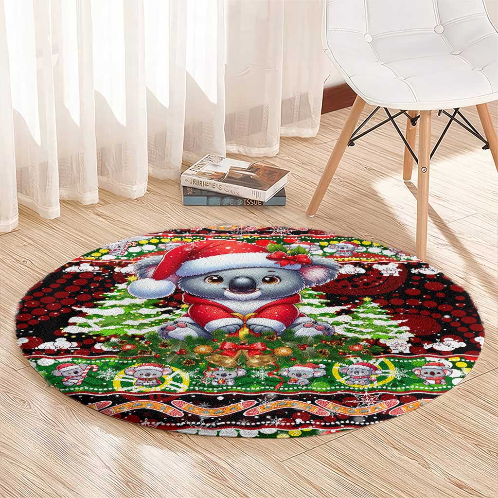Koala Christmas Round Carpet Australia Aboriginal Cute Santa Koalas - Wonder Print Shop