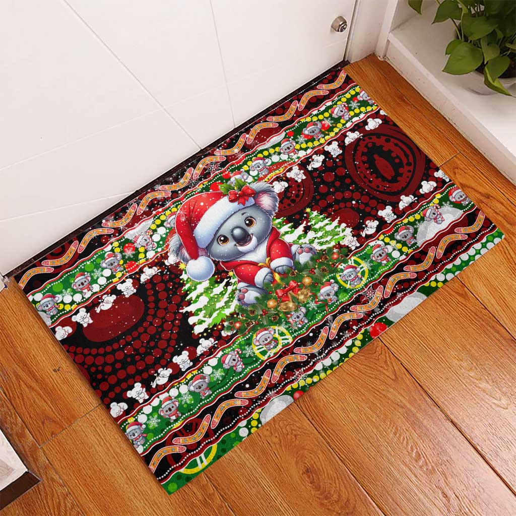 Koala Christmas Rubber Doormat Australia Aboriginal Cute Santa Koalas - Wonder Print Shop