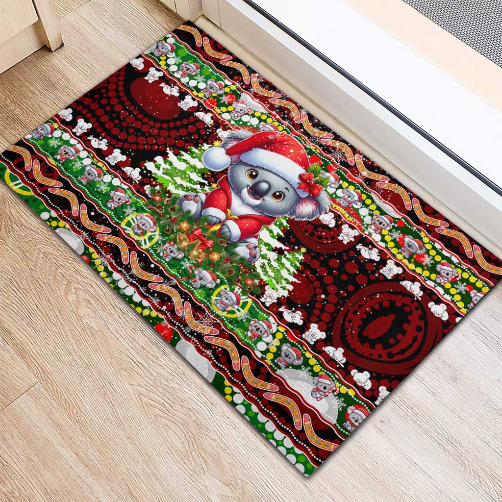 Koala Christmas Rubber Doormat Australia Aboriginal Cute Santa Koalas - Wonder Print Shop