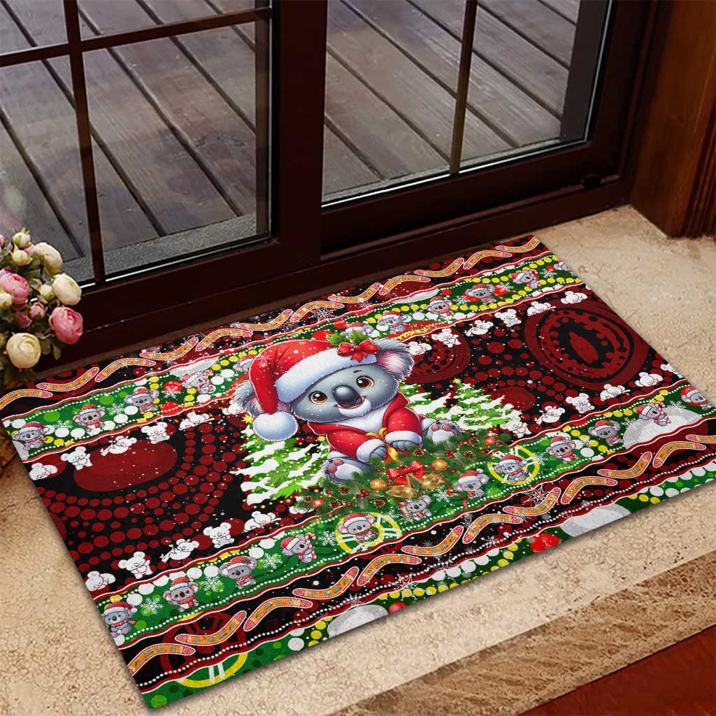 Koala Christmas Rubber Doormat Australia Aboriginal Cute Santa Koalas - Wonder Print Shop