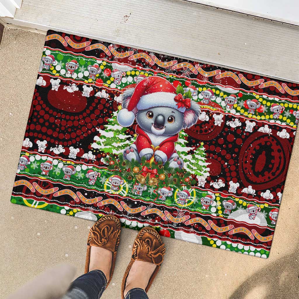 Koala Christmas Rubber Doormat Australia Aboriginal Cute Santa Koalas - Wonder Print Shop