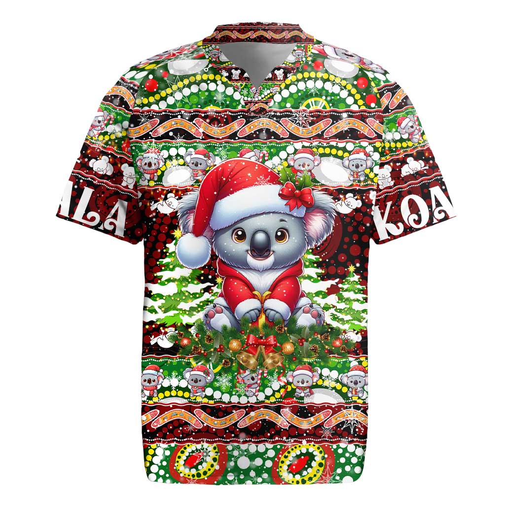 Koala Christmas Rugby Jersey Australia Aboriginal Cute Santa Koalas - Wonder Print Shop