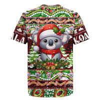 Koala Christmas Rugby Jersey Australia Aboriginal Cute Santa Koalas - Wonder Print Shop