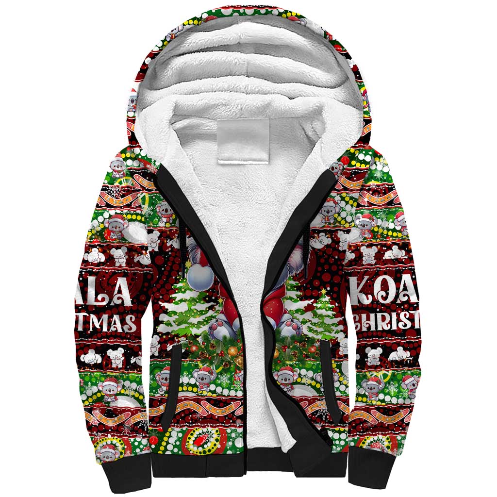 Koala Christmas Sherpa Hoodie Australia Aboriginal Cute Santa Koalas - Wonder Print Shop