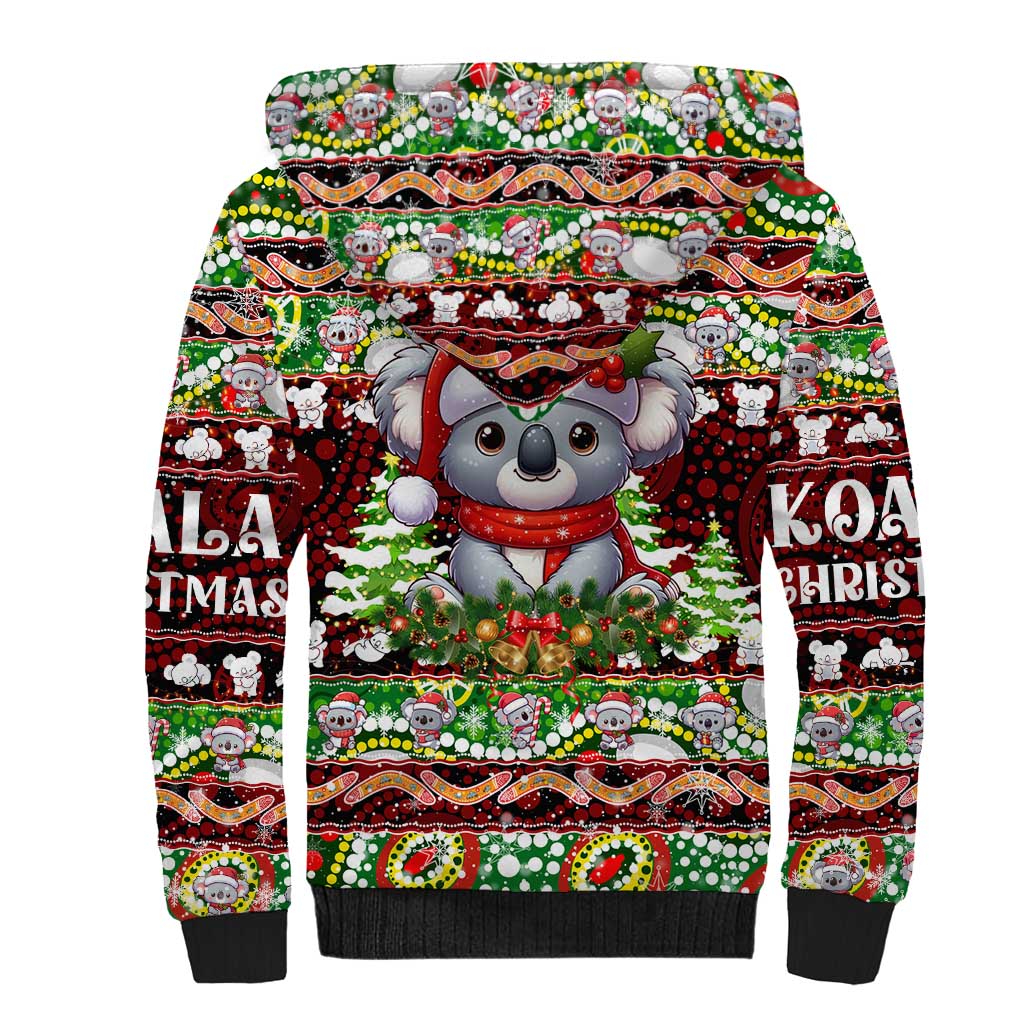 Koala Christmas Sherpa Hoodie Australia Aboriginal Cute Santa Koalas - Wonder Print Shop