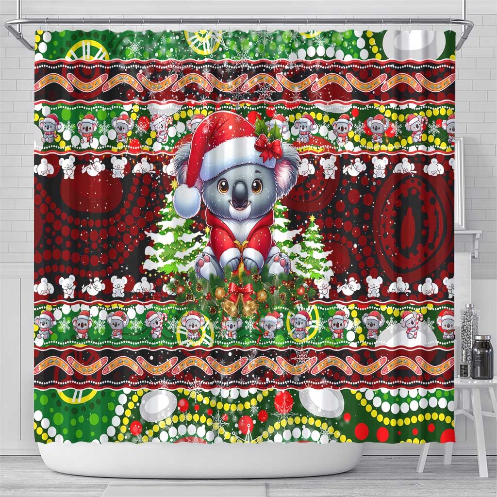 Koala Christmas Shower Curtain Australia Aboriginal Cute Santa Koalas - Wonder Print Shop