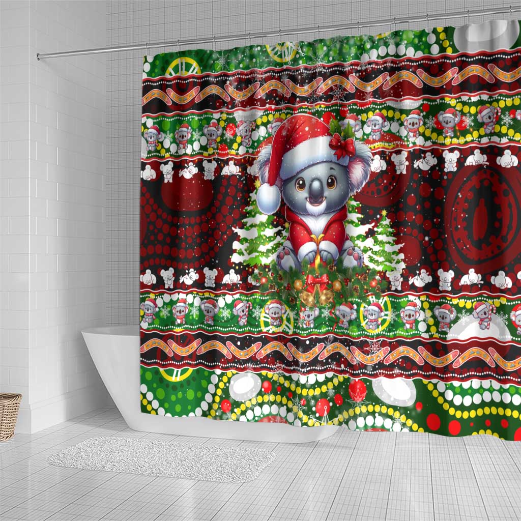 Koala Christmas Shower Curtain Australia Aboriginal Cute Santa Koalas - Wonder Print Shop
