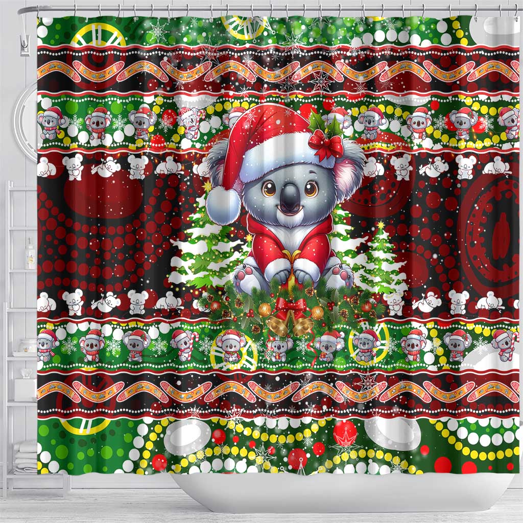 Koala Christmas Shower Curtain Australia Aboriginal Cute Santa Koalas - Wonder Print Shop