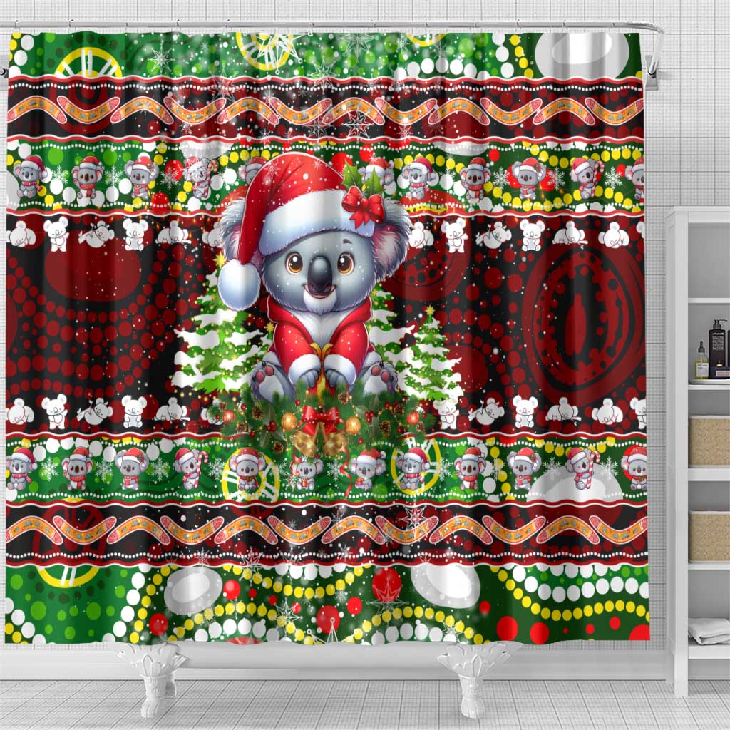 Koala Christmas Shower Curtain Australia Aboriginal Cute Santa Koalas - Wonder Print Shop