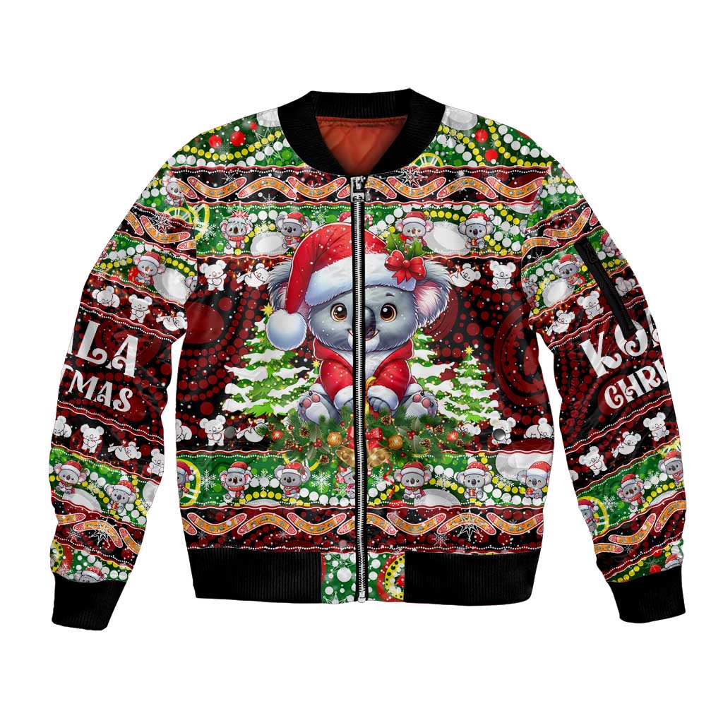 Koala Christmas Sleeve Zip Bomber Jacket Australia Aboriginal Cute Santa Koalas - Wonder Print Shop