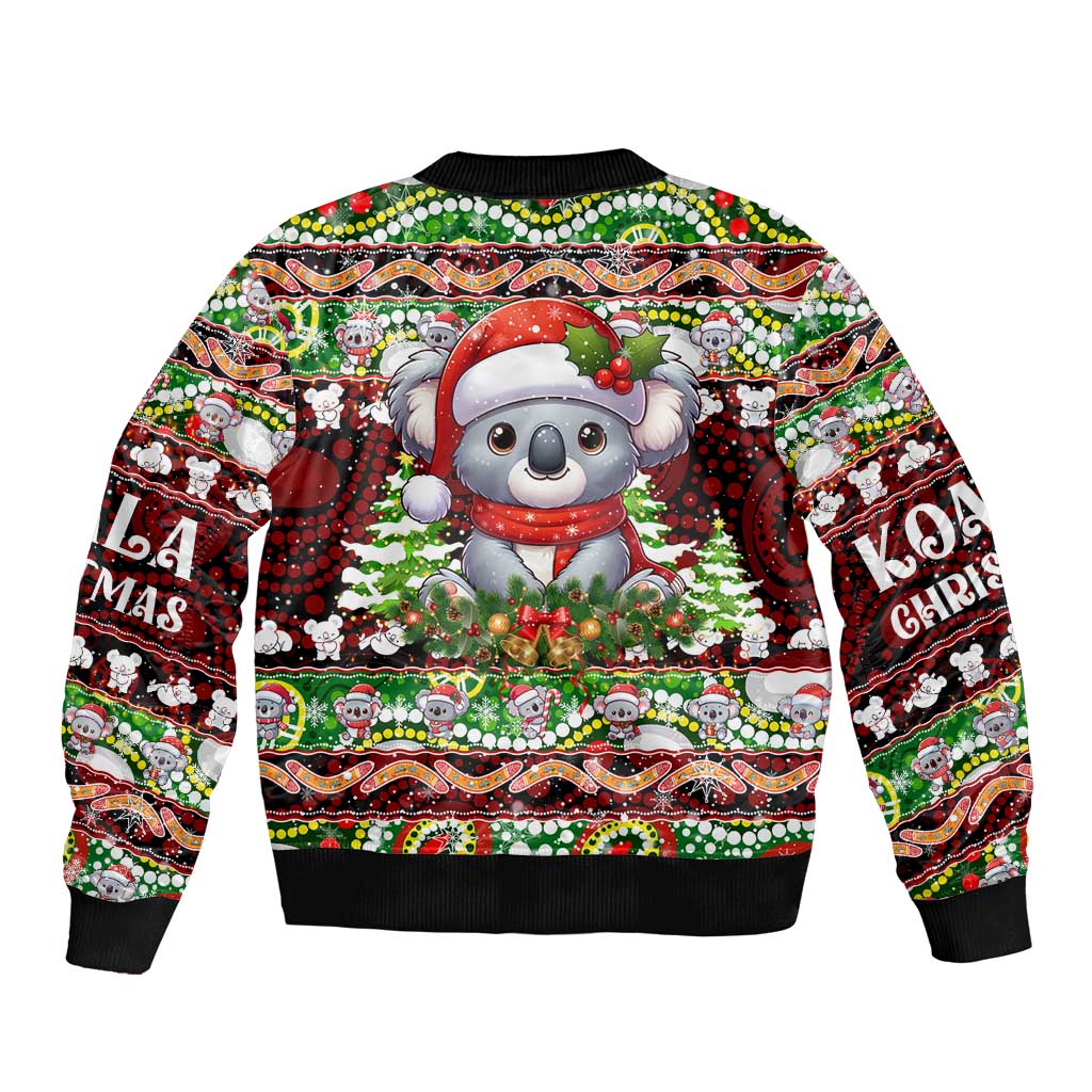 Koala Christmas Sleeve Zip Bomber Jacket Australia Aboriginal Cute Santa Koalas - Wonder Print Shop