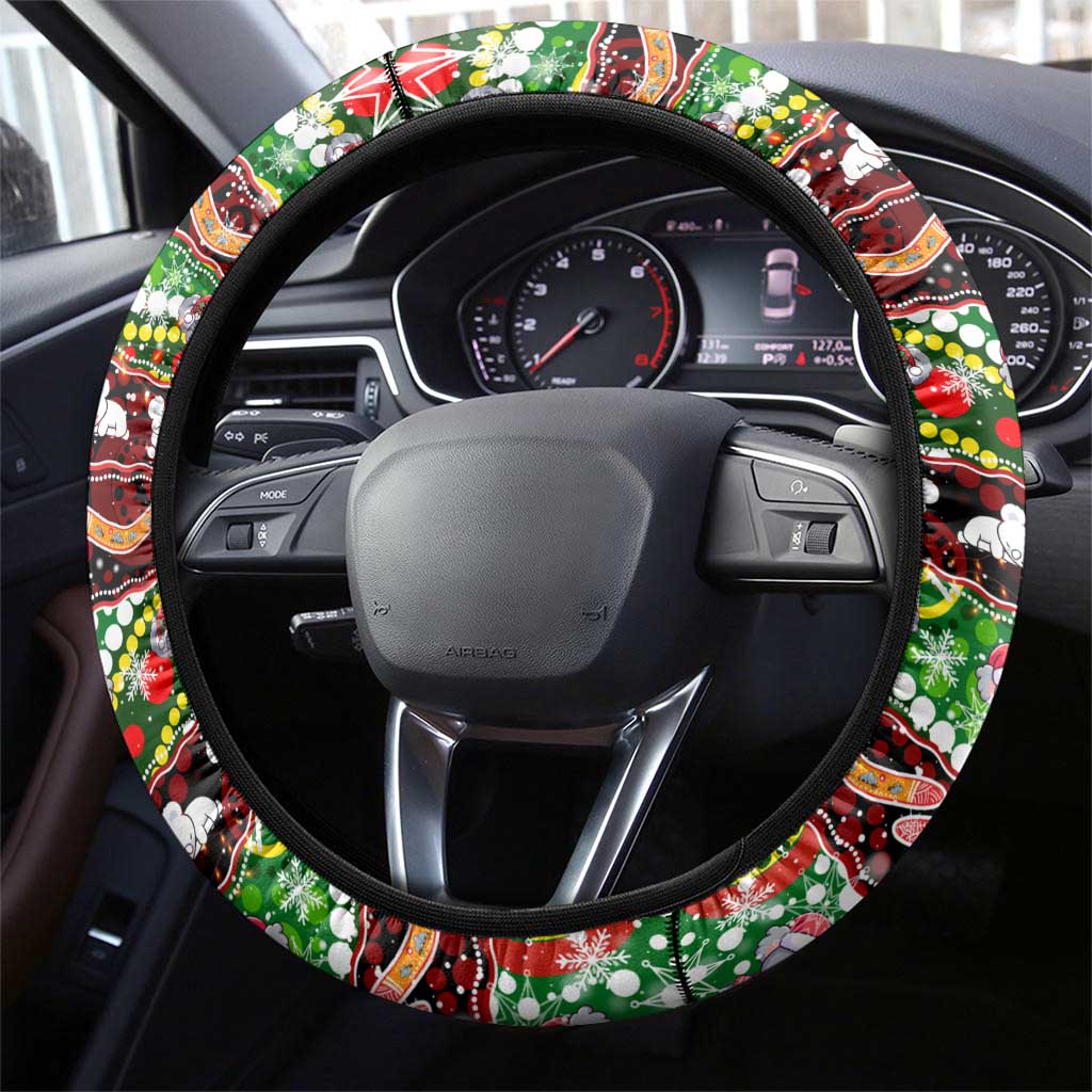 Koala Christmas Steering Wheel Cover Australia Aboriginal Cute Santa Koalas - Wonder Print Shop