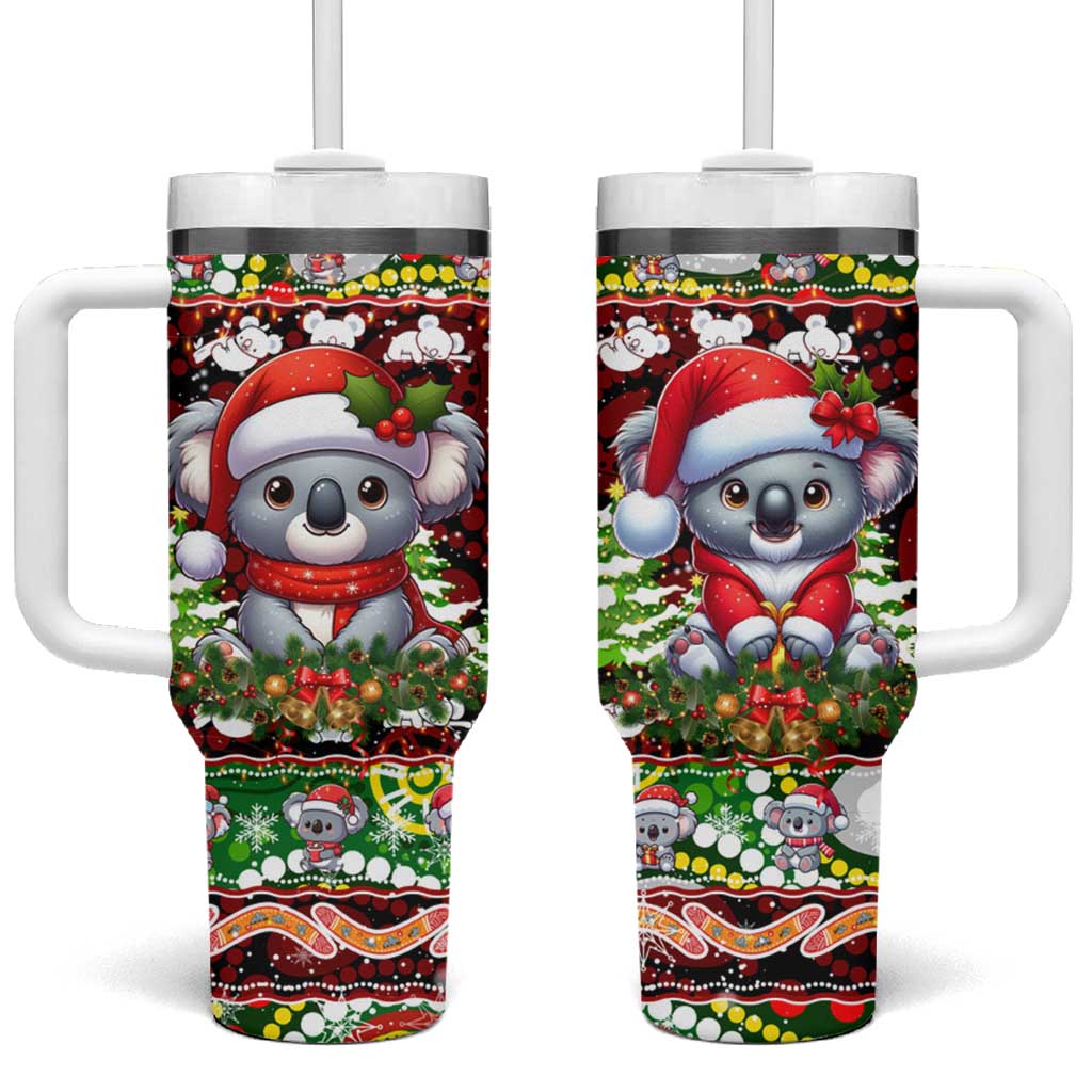 Koala Christmas Tumbler With Handle Australia Aboriginal Cute Santa Koalas - Wonder Print Shop
