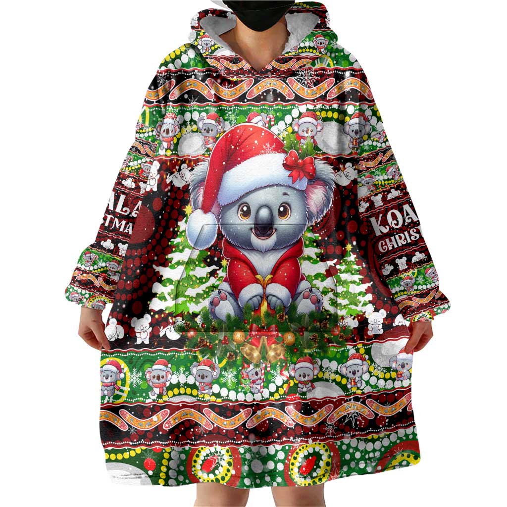 Koala Christmas Wearable Blanket Hoodie Australia Aboriginal Cute Santa Koalas - Wonder Print Shop