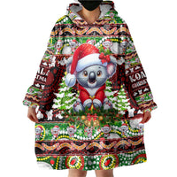 Koala Christmas Wearable Blanket Hoodie Australia Aboriginal Cute Santa Koalas - Wonder Print Shop