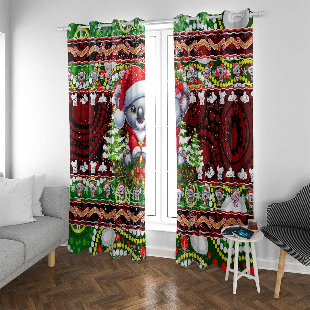 Koala Christmas Window Curtain Australia Aboriginal Cute Santa Koalas - Wonder Print Shop