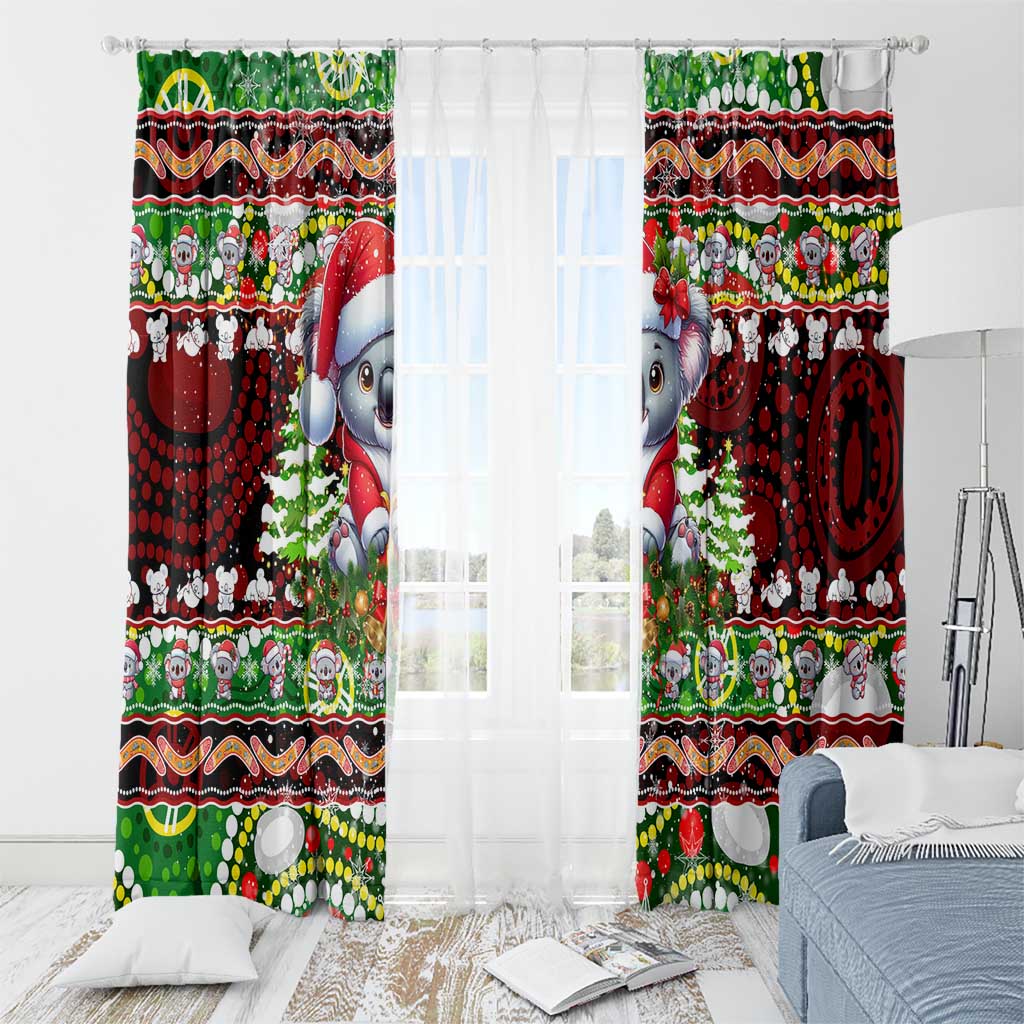 Koala Christmas Window Curtain Australia Aboriginal Cute Santa Koalas - Wonder Print Shop
