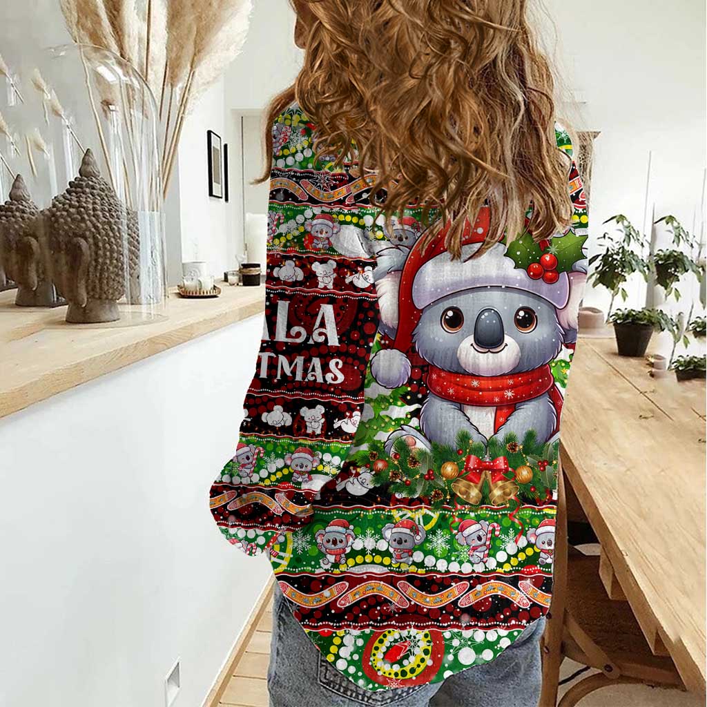Koala Christmas Women Casual Shirt Australia Aboriginal Cute Santa Koalas - Wonder Print Shop