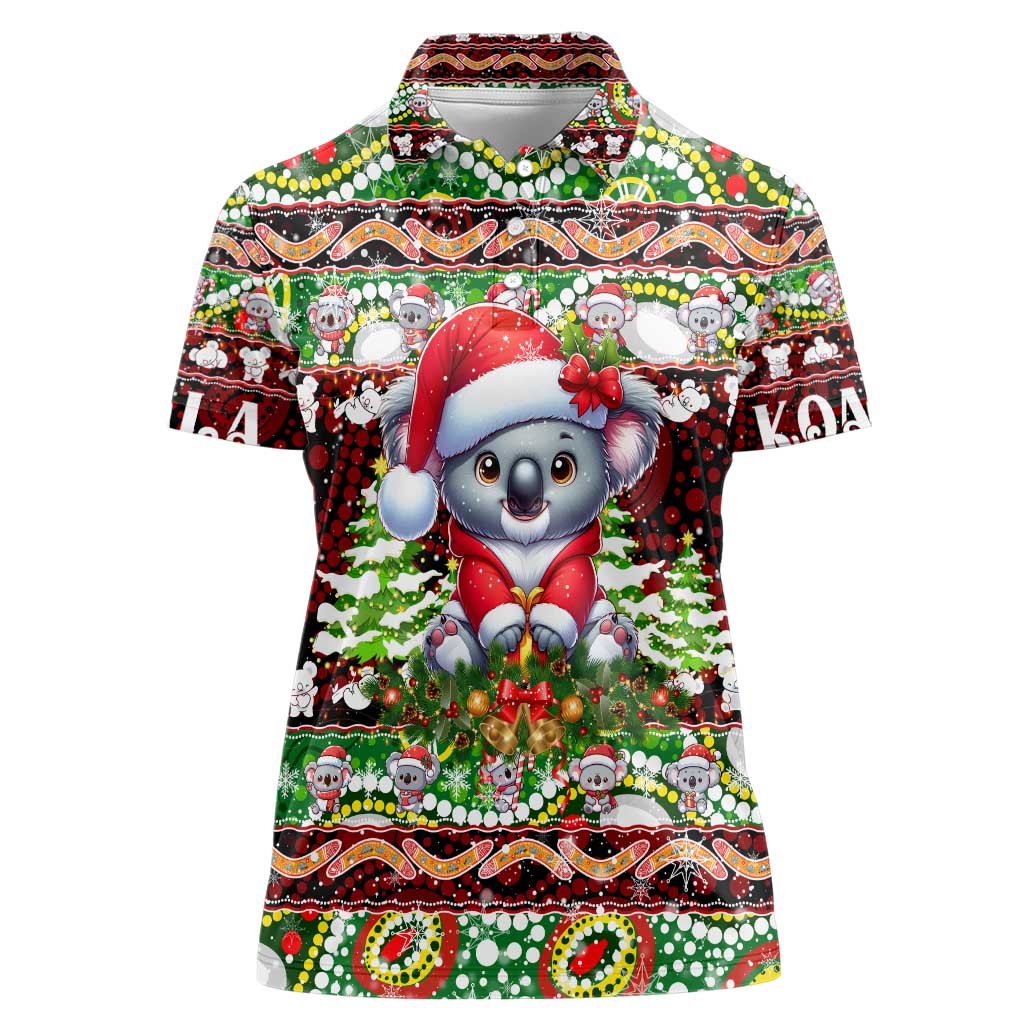 Koala Christmas Women Polo Shirt Australia Aboriginal Cute Santa Koalas - Wonder Print Shop