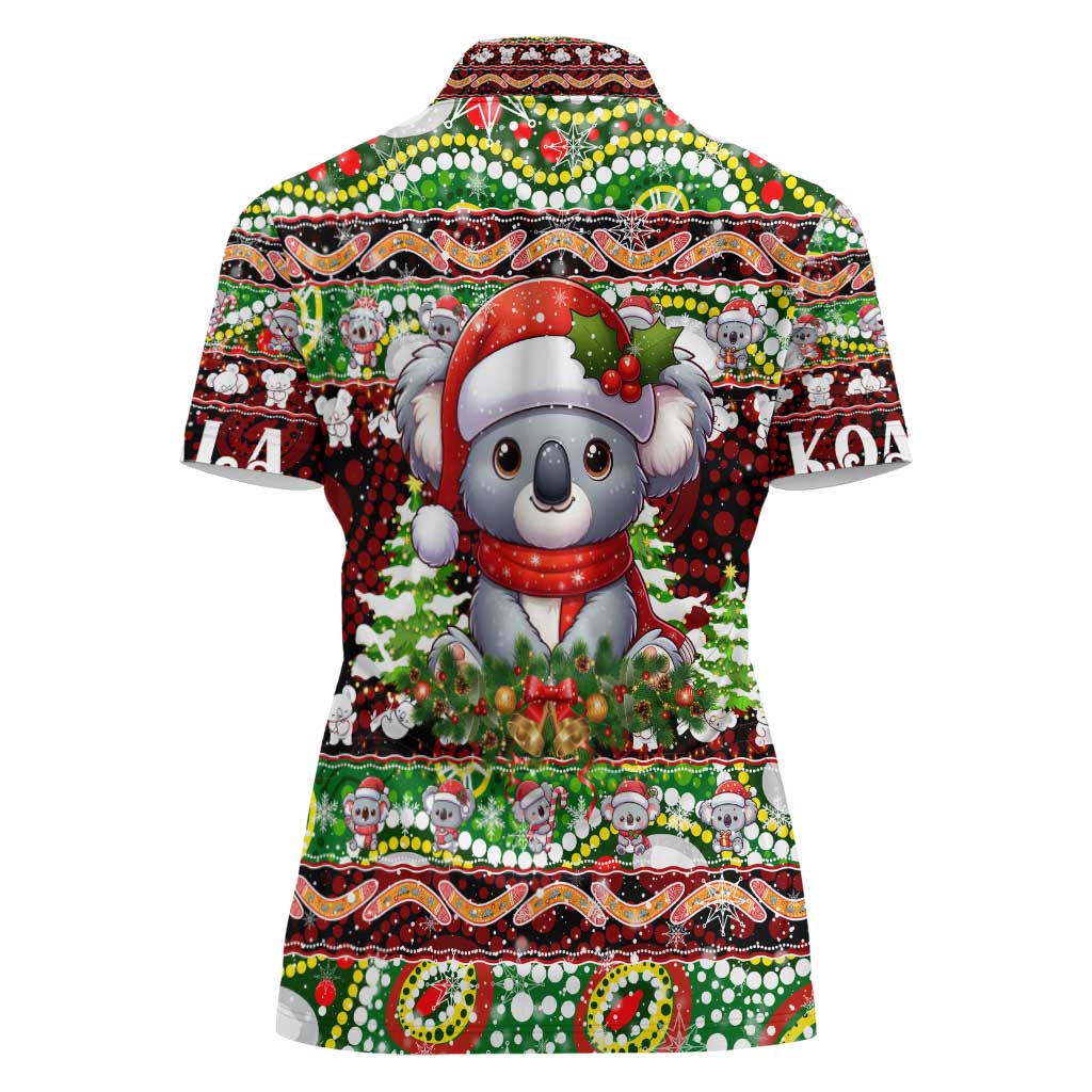 Koala Christmas Women Polo Shirt Australia Aboriginal Cute Santa Koalas - Wonder Print Shop