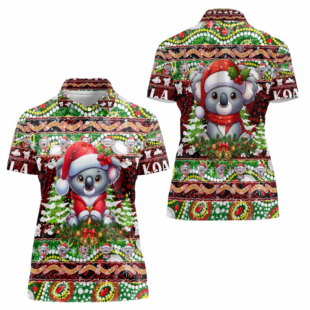 Koala Christmas Women Polo Shirt Australia Aboriginal Cute Santa Koalas - Wonder Print Shop