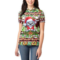 Koala Christmas Women Polo Shirt Australia Aboriginal Cute Santa Koalas - Wonder Print Shop